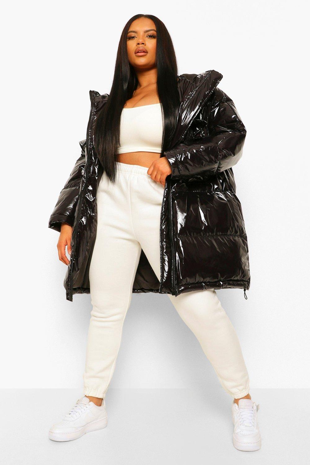 Shiny fur hood discount coat