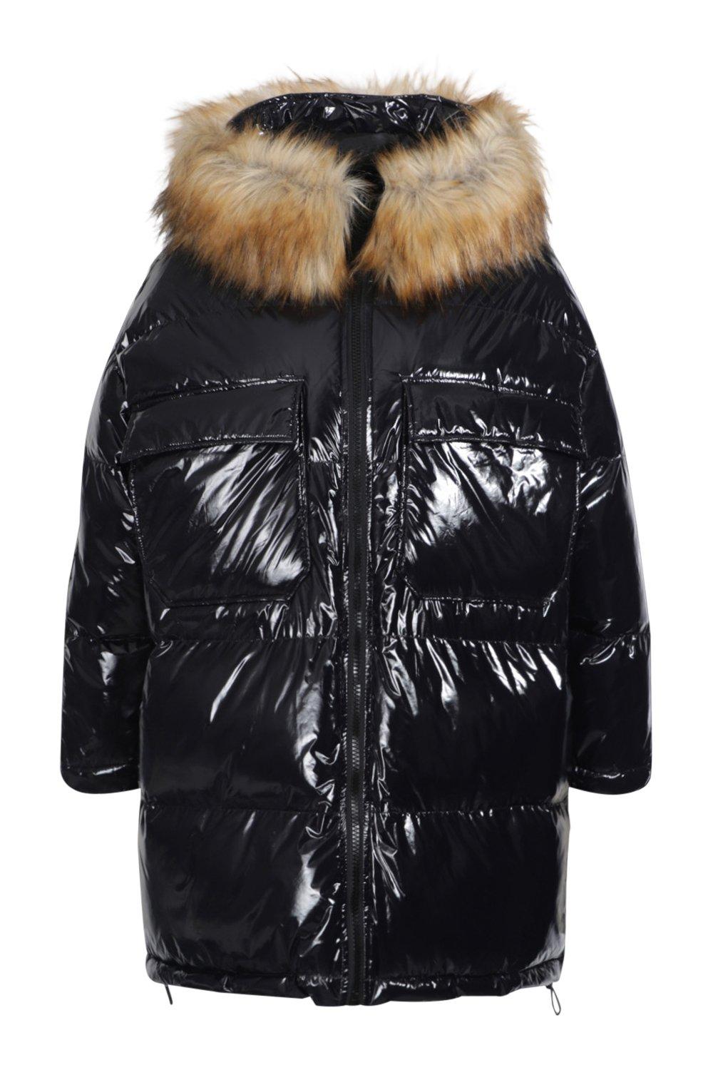 Womens Shiny Puffer Jackets with Fur Hooded Plus Size Lightweight Fleece  Thick Warm Winter Coats Down Outwear (Black, S) at  Women's Coats Shop