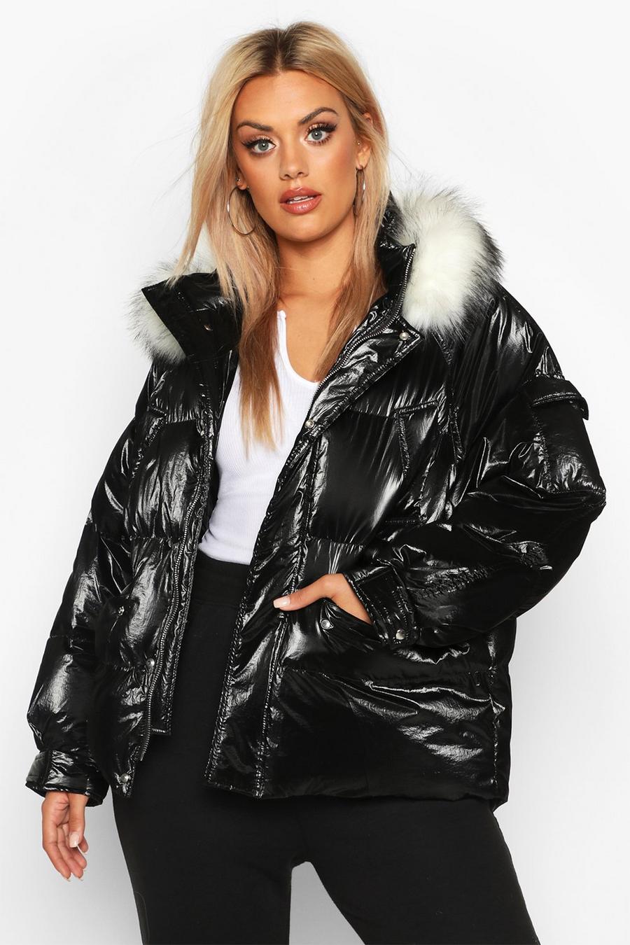 Plus Faux Fur Hooded Puffer Parka image number 1