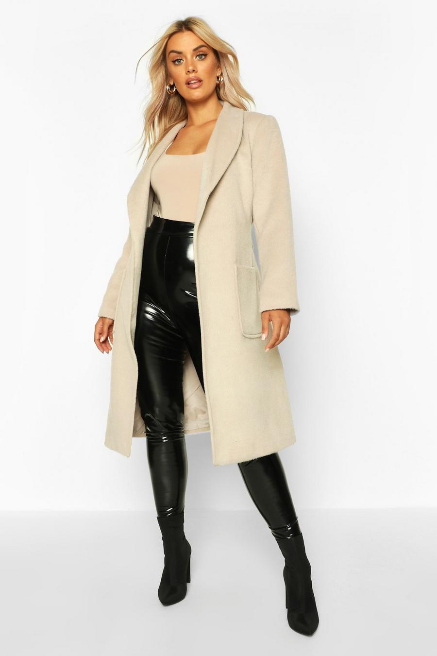 Plus Brushed Wool Look Belted Duster Coat image number 1
