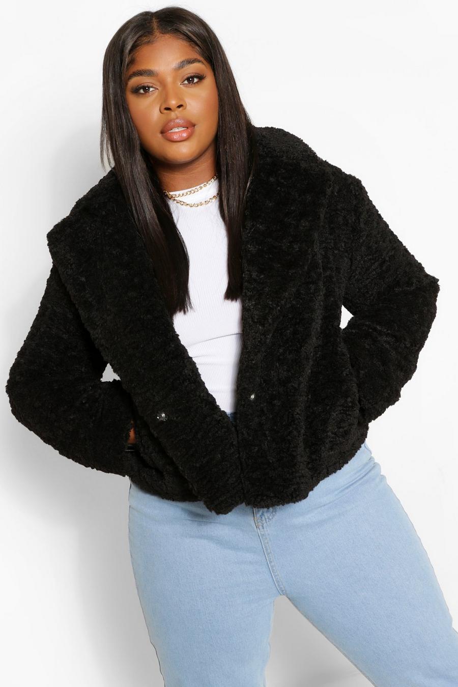 Kina Peep Hykler Women's Plus Teddy Faux Fur Short Length Coat | Boohoo UK