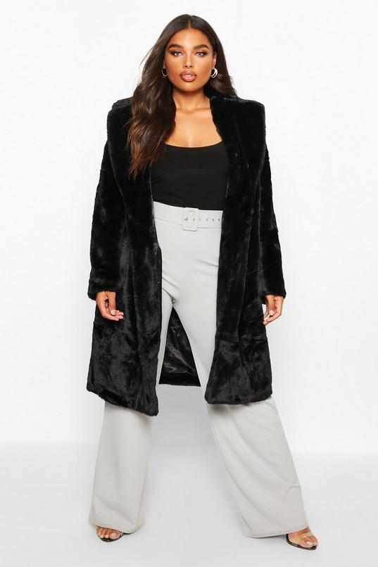 Women's Plus Supersoft Faux Fur Midi Length Coat | Boohoo UK