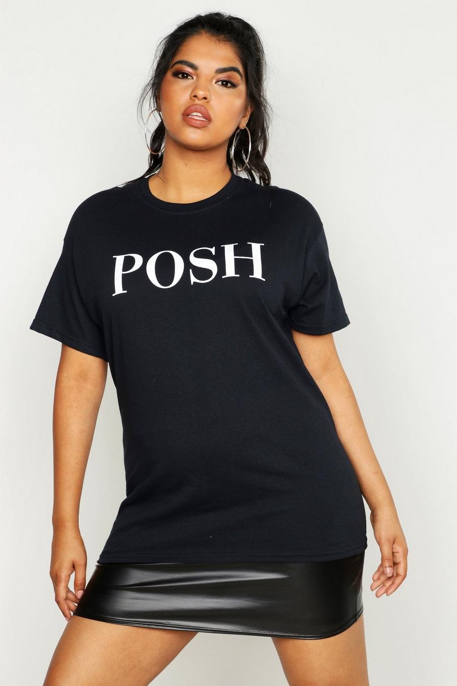 Black Plus Posh Slogan T-Shirt image number 1