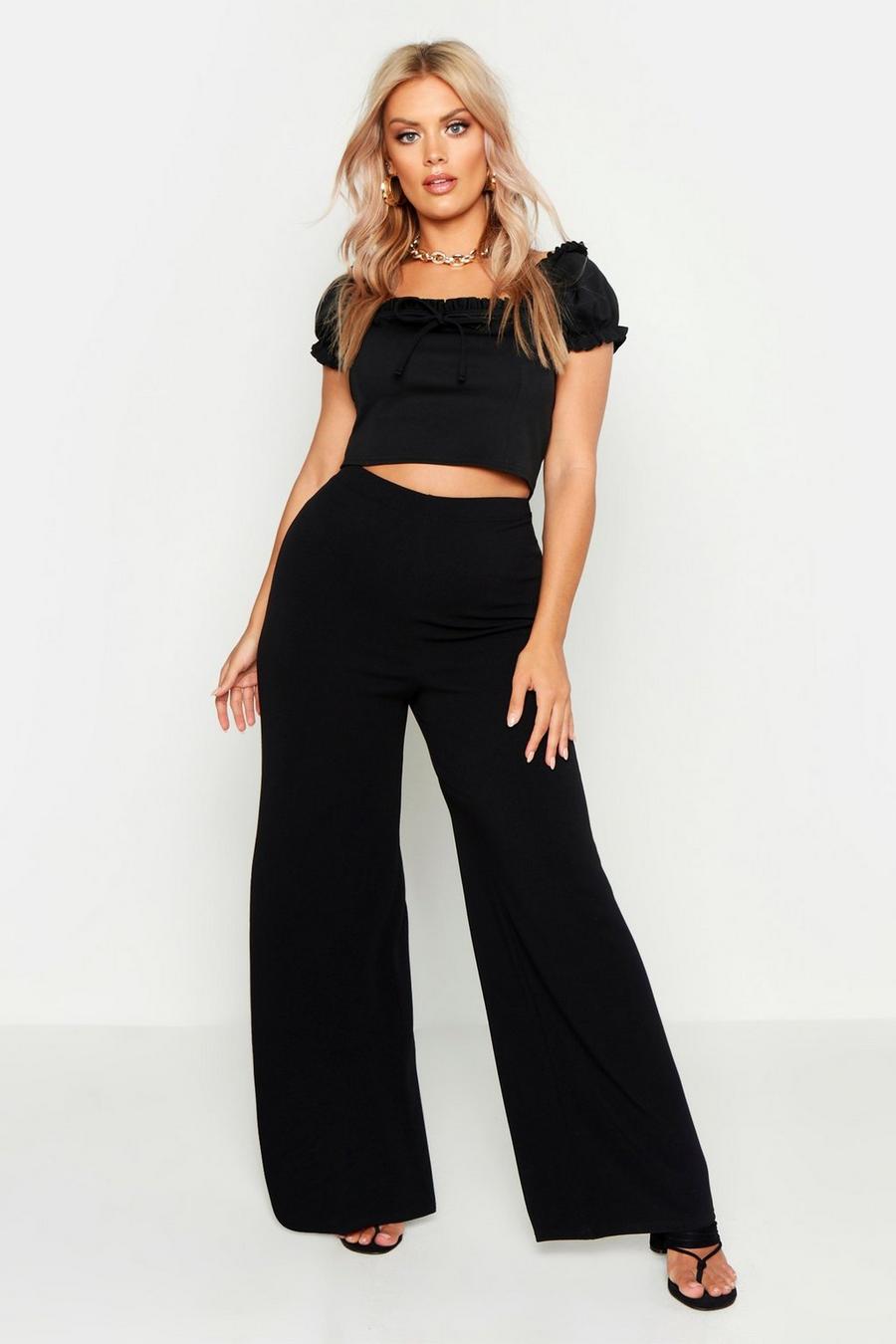 Plus Basic Crepe Wide Leg Trousers image number 1