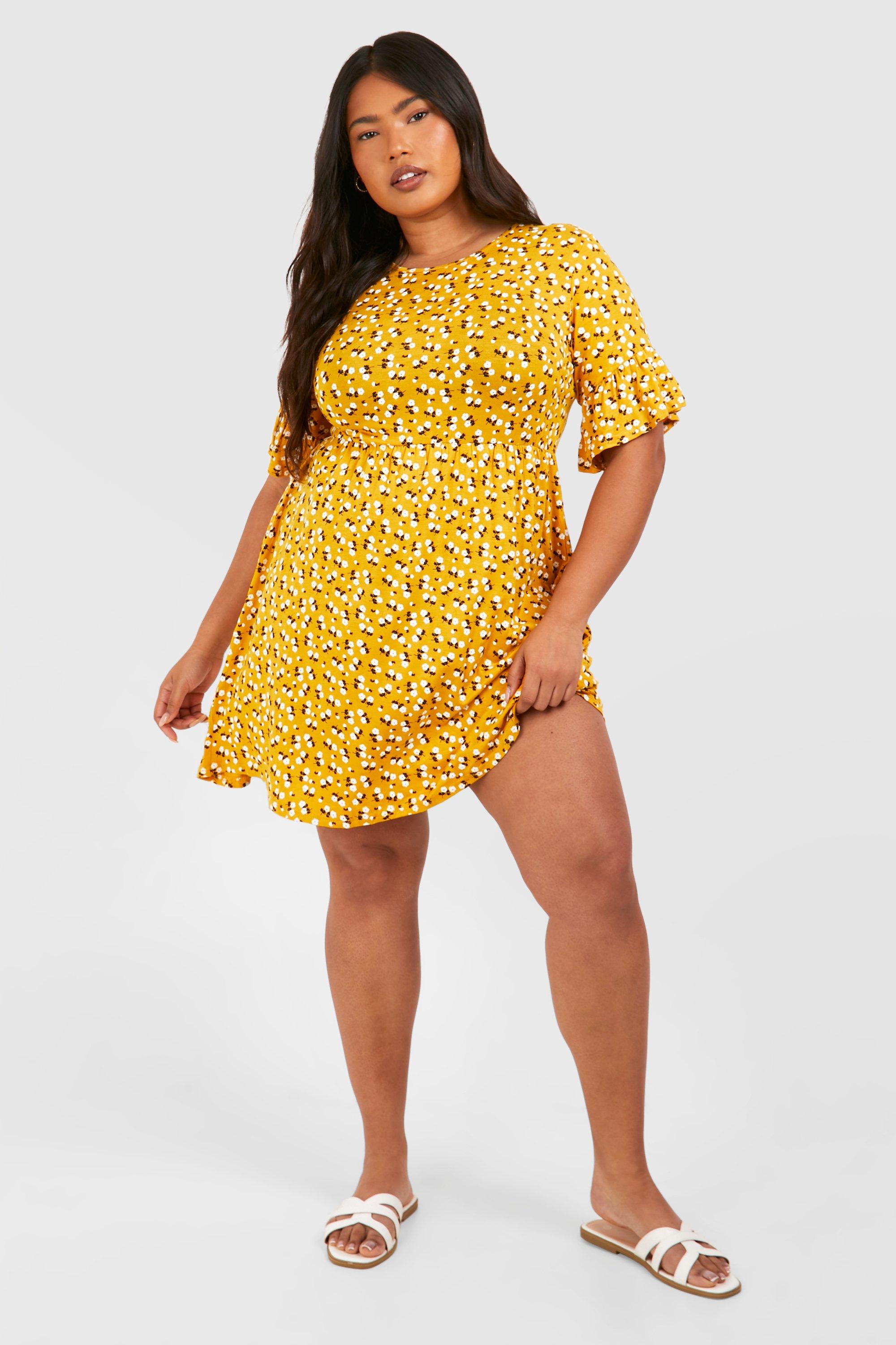 Boohoo yellow floral on sale dress