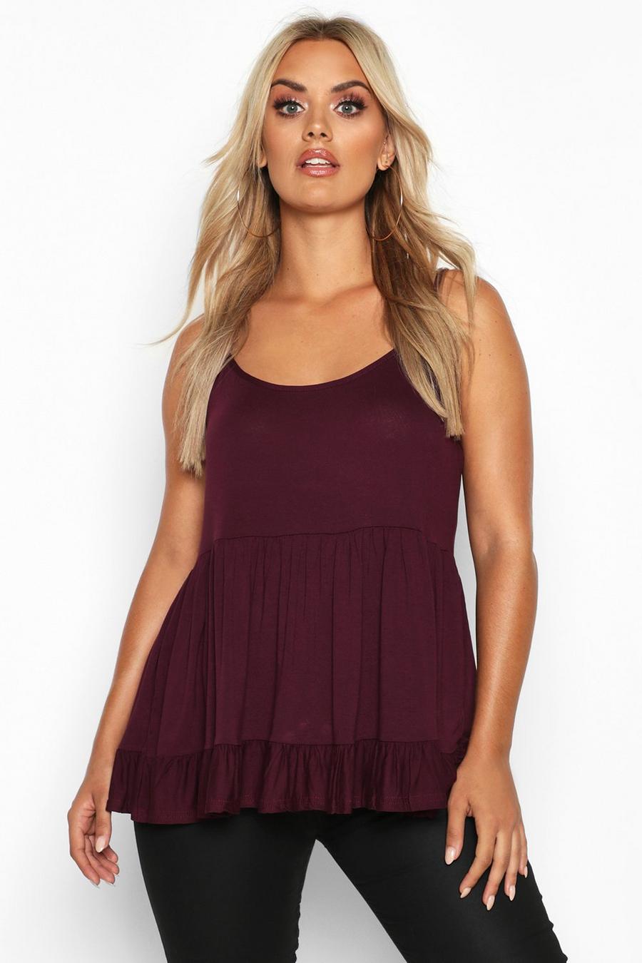 Berry Plus Strappy Smock Tiered Cami Top image number 1