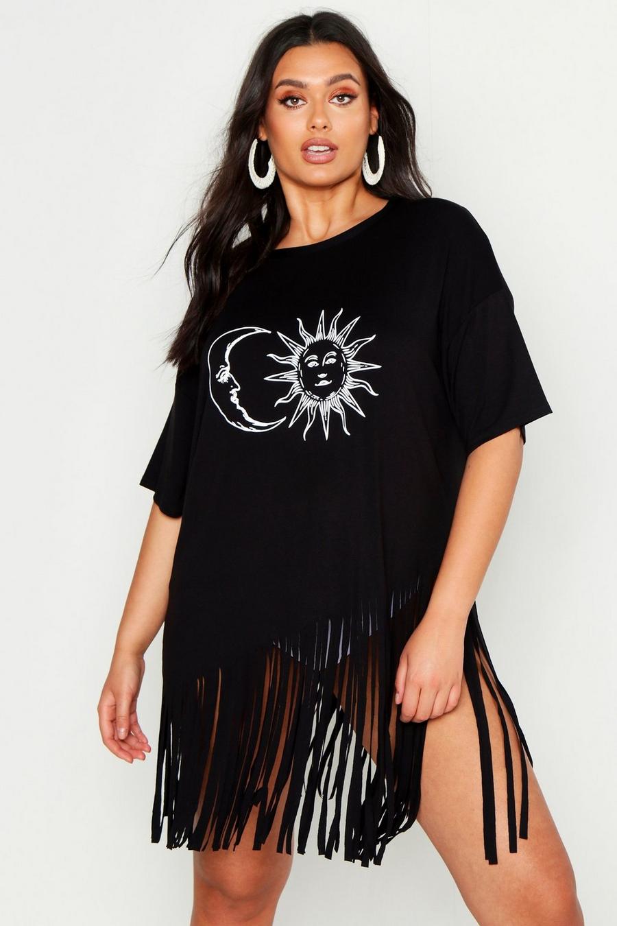 Plus - Strandklänning med sol och måne och fransar image number 1