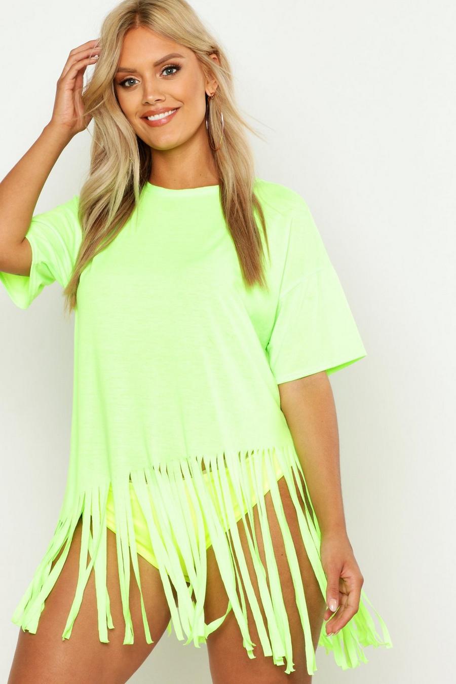 Neon-lime Plus Tassel Beach Dress image number 1
