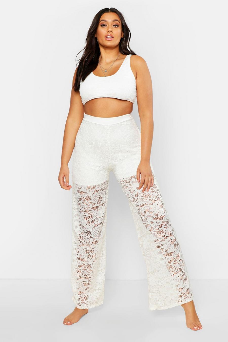 Plus Lace Wide Leg Beach Trousers image number 1