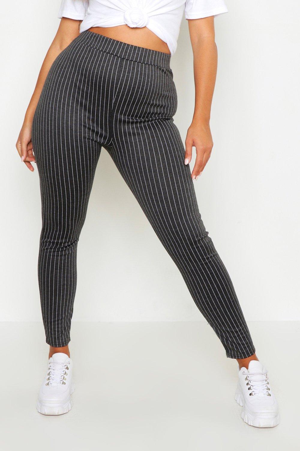 Plus High Waisted Pinstripe Leggings