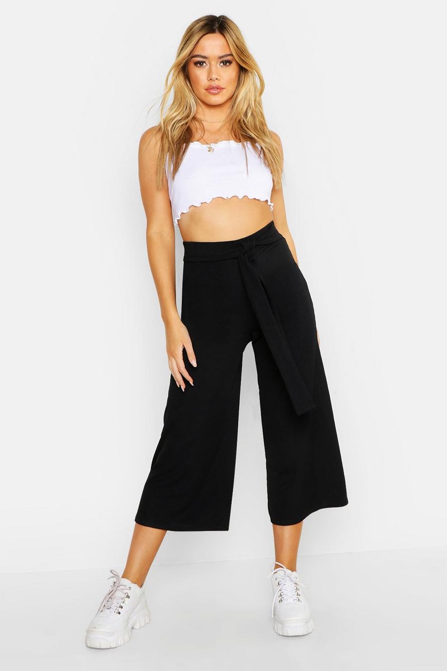 Petite Self Fabric Belted Culottes image number 1