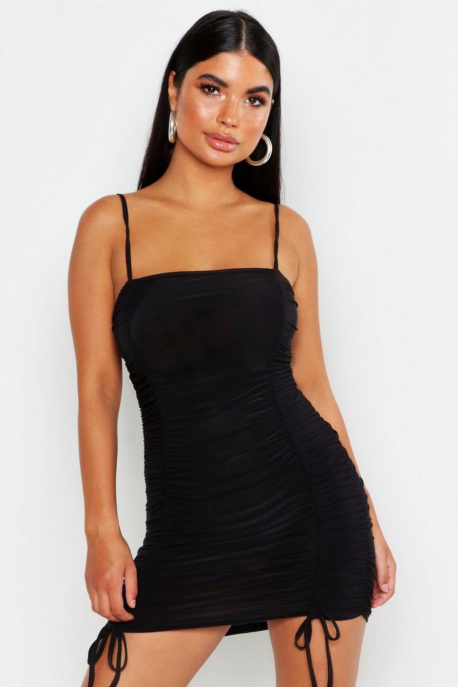 Petite Ruched Tie Detail Cami Dress | boohoo