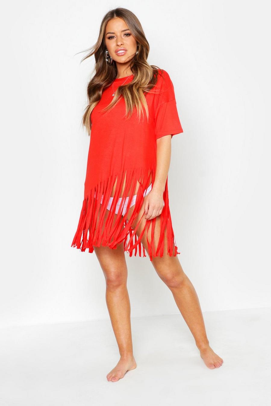 Red Petite Tassel Beach Dress image number 1