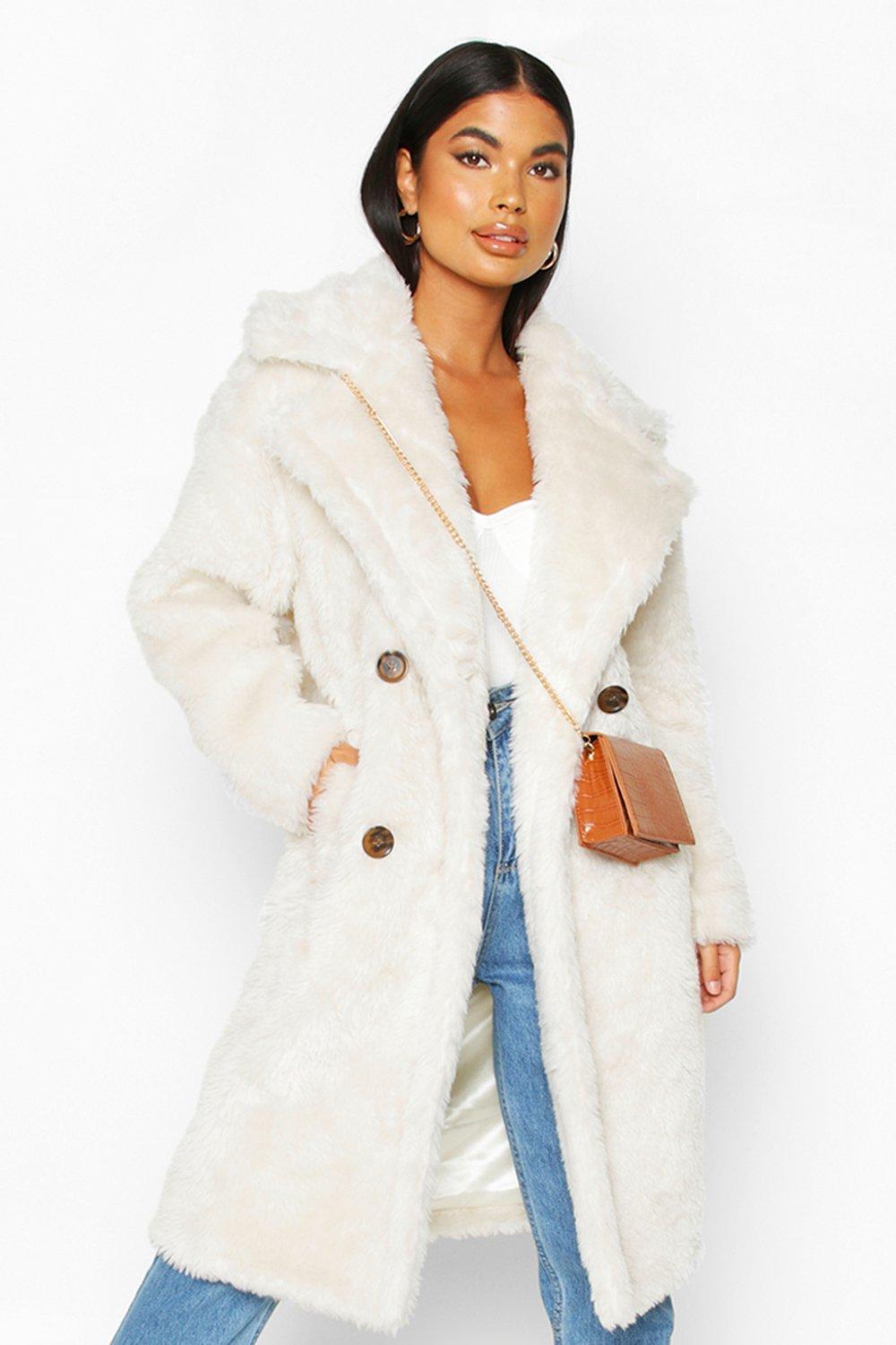 Longline teddy coat cream best sale