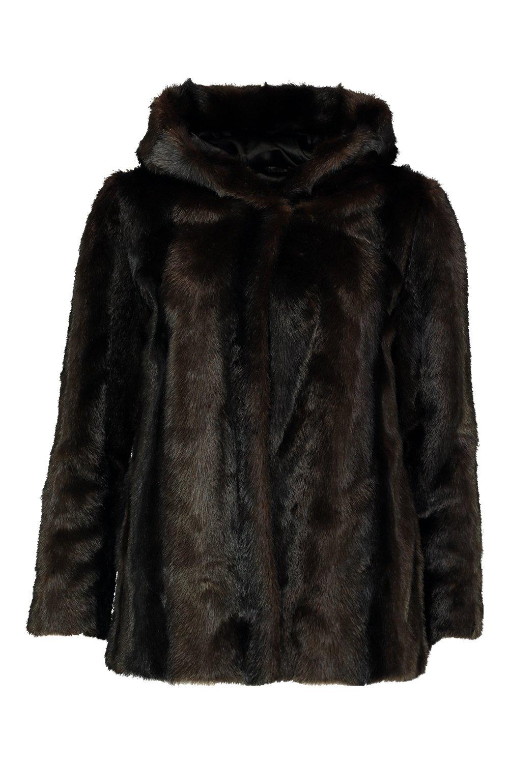 luxe hooded faux fur coat