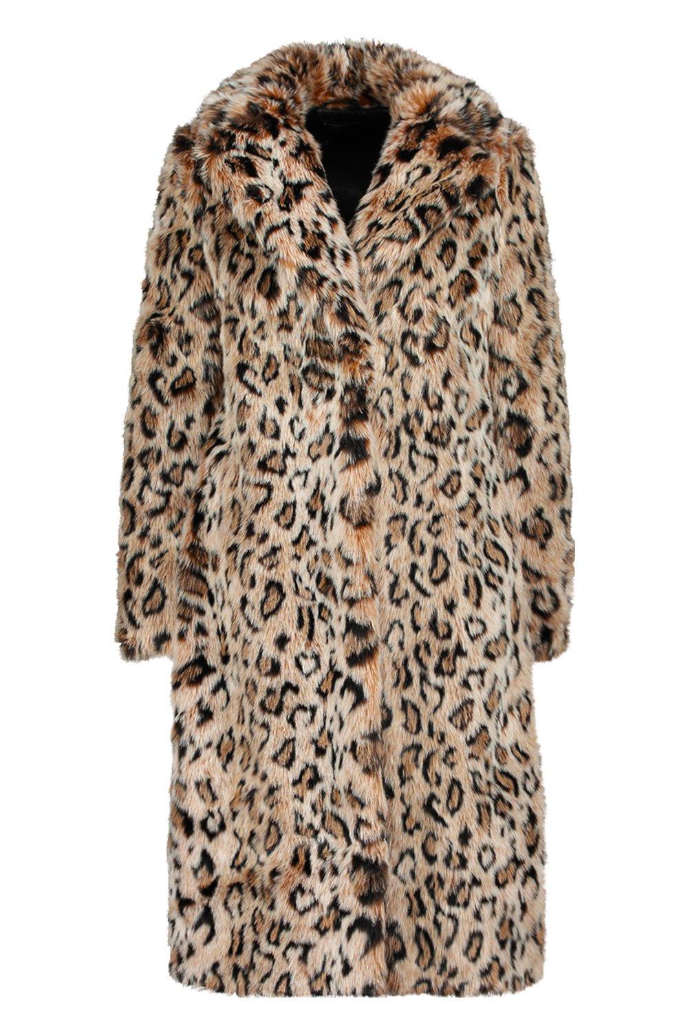 Petite leopard faux fur coat sale