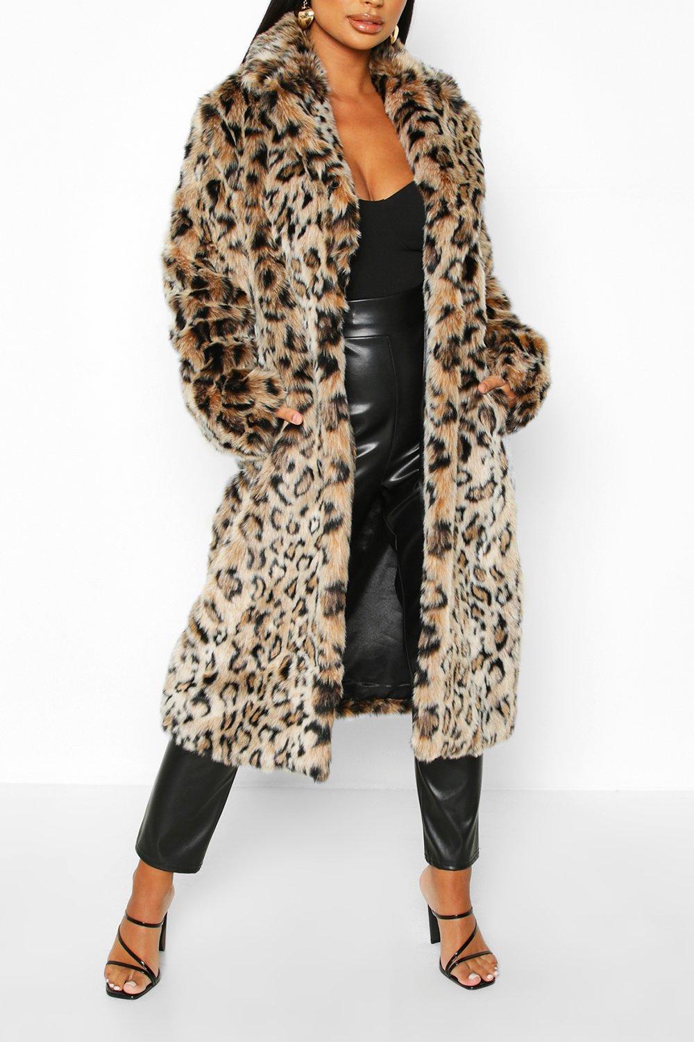 Longline leopard cheap print coat