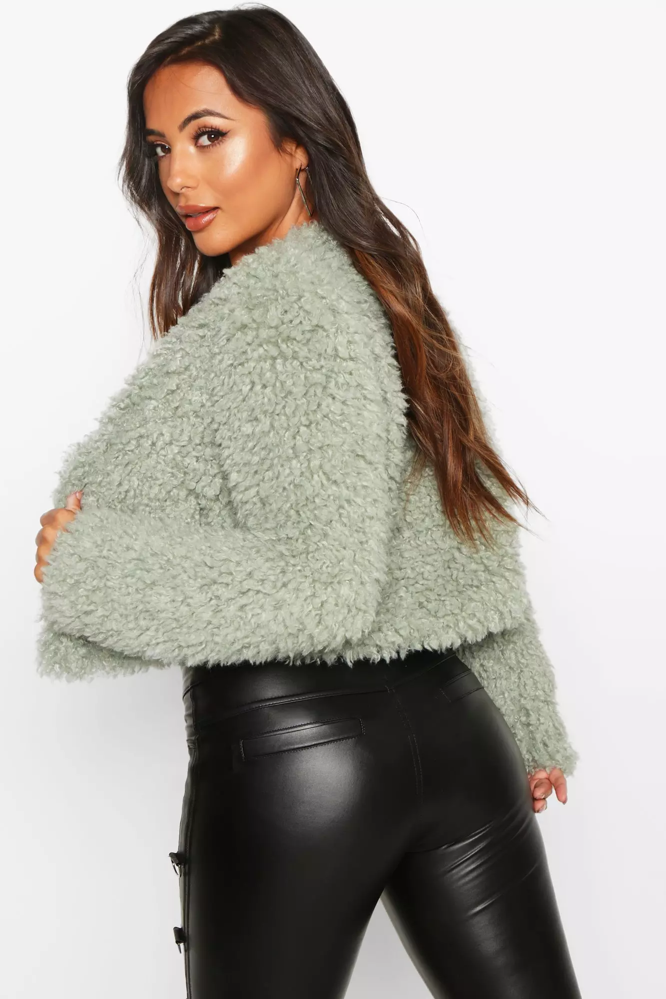 Faux fur cropped outlet jumper