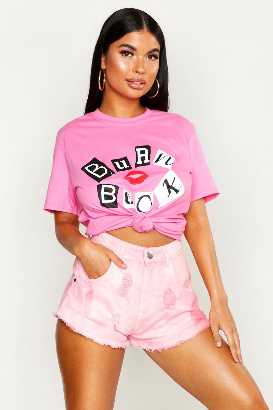 Pink Petite Mean Girls Burn Book T-Shirt image number 1