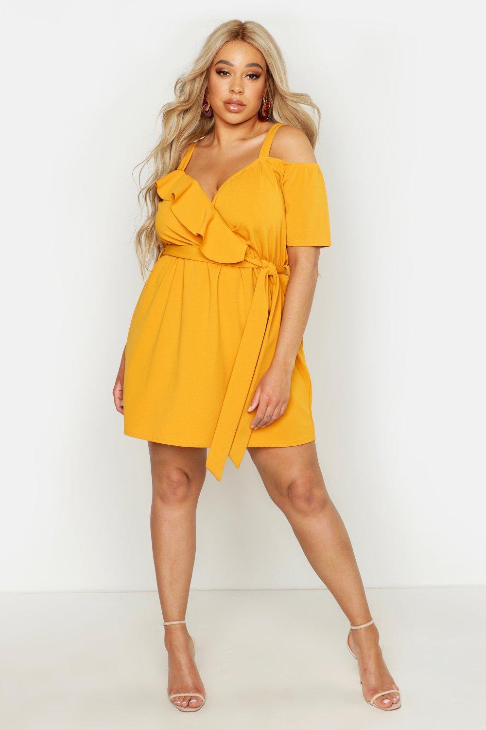 mustard dress boohoo