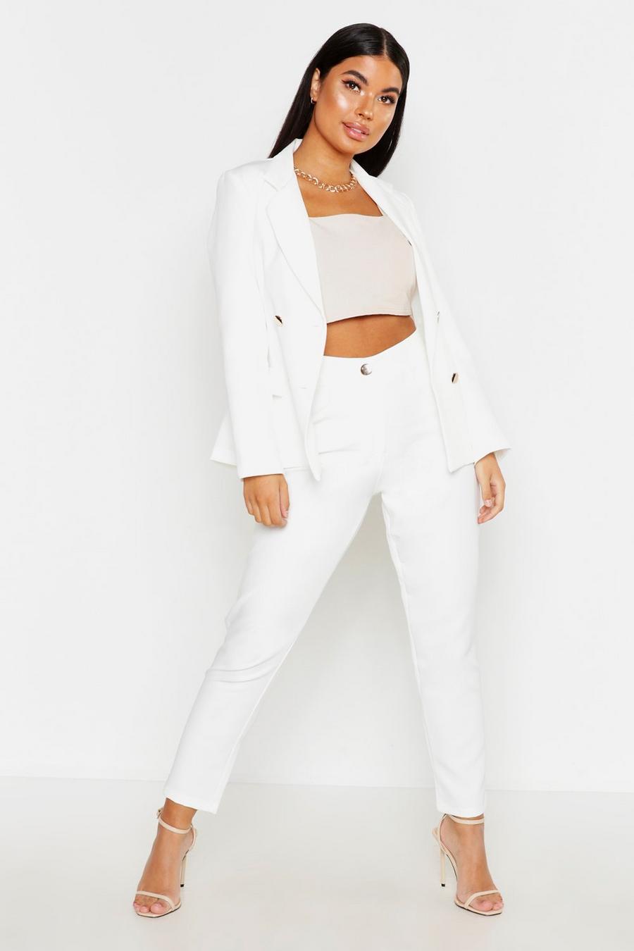 White Petite Tailored Trousers image number 1