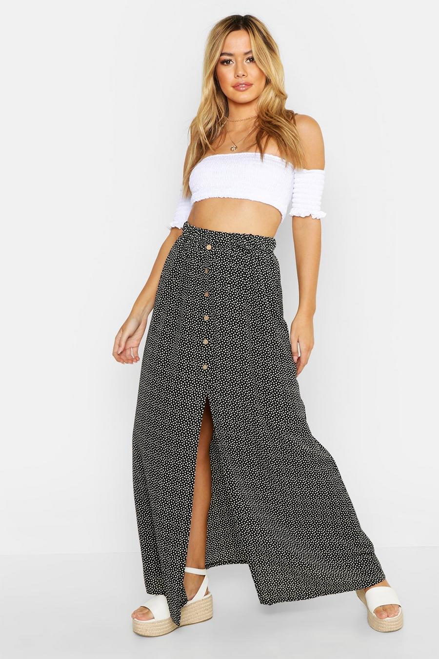 Petite Button Front Spot Maxi Skirt image number 1