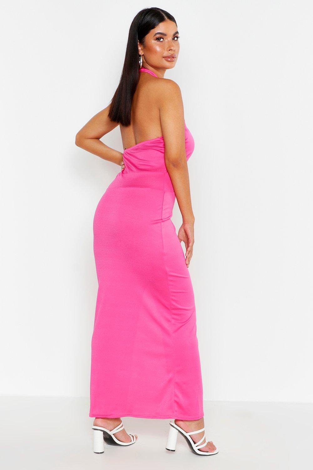 Halter Neck Split Maxi Dress