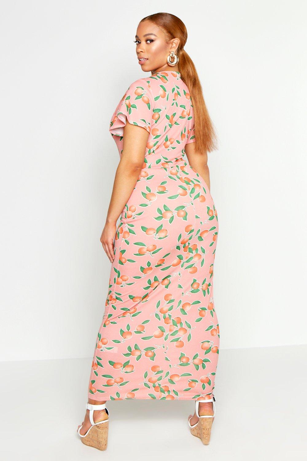 fruit print maxi dress