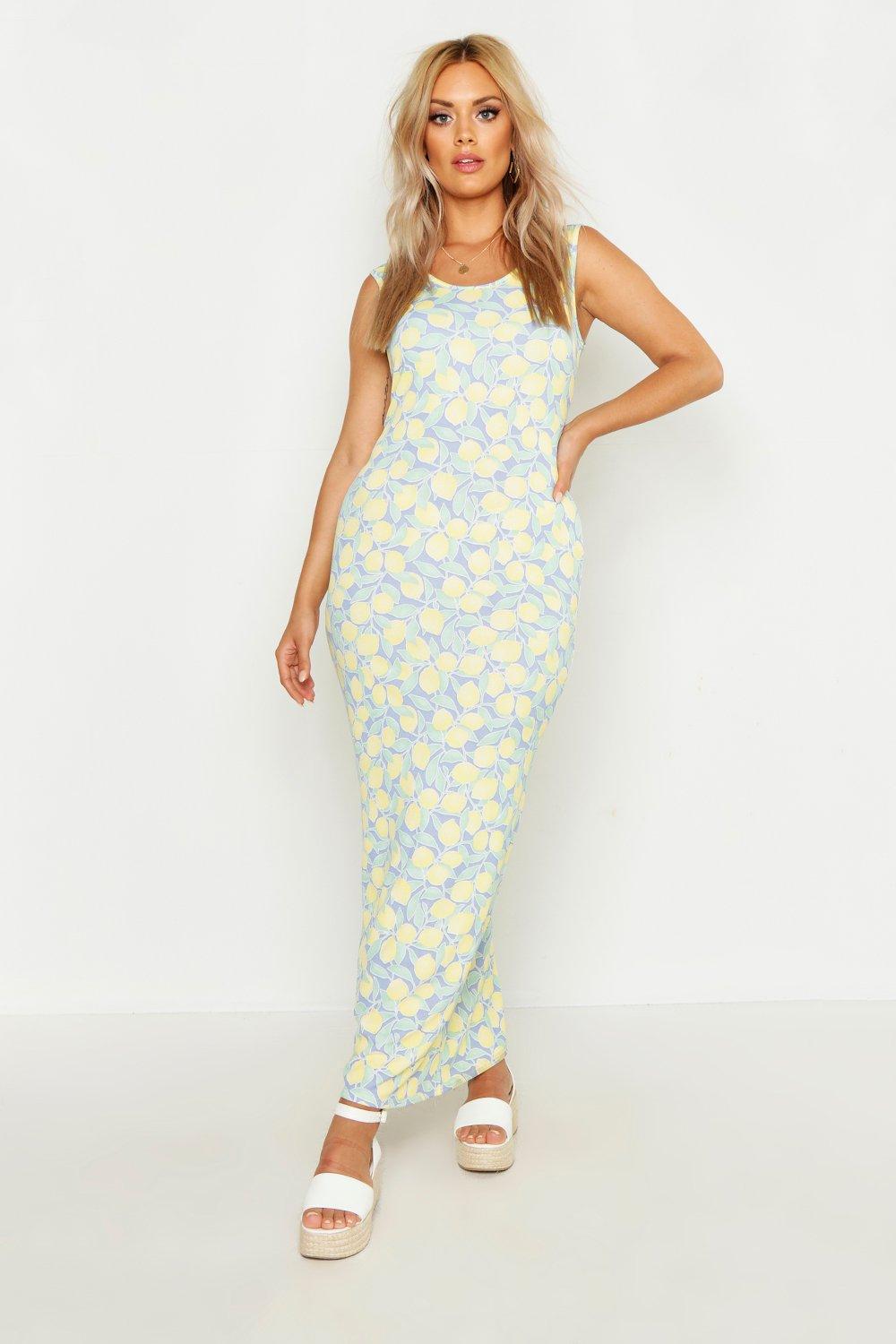 lemon print dress boohoo