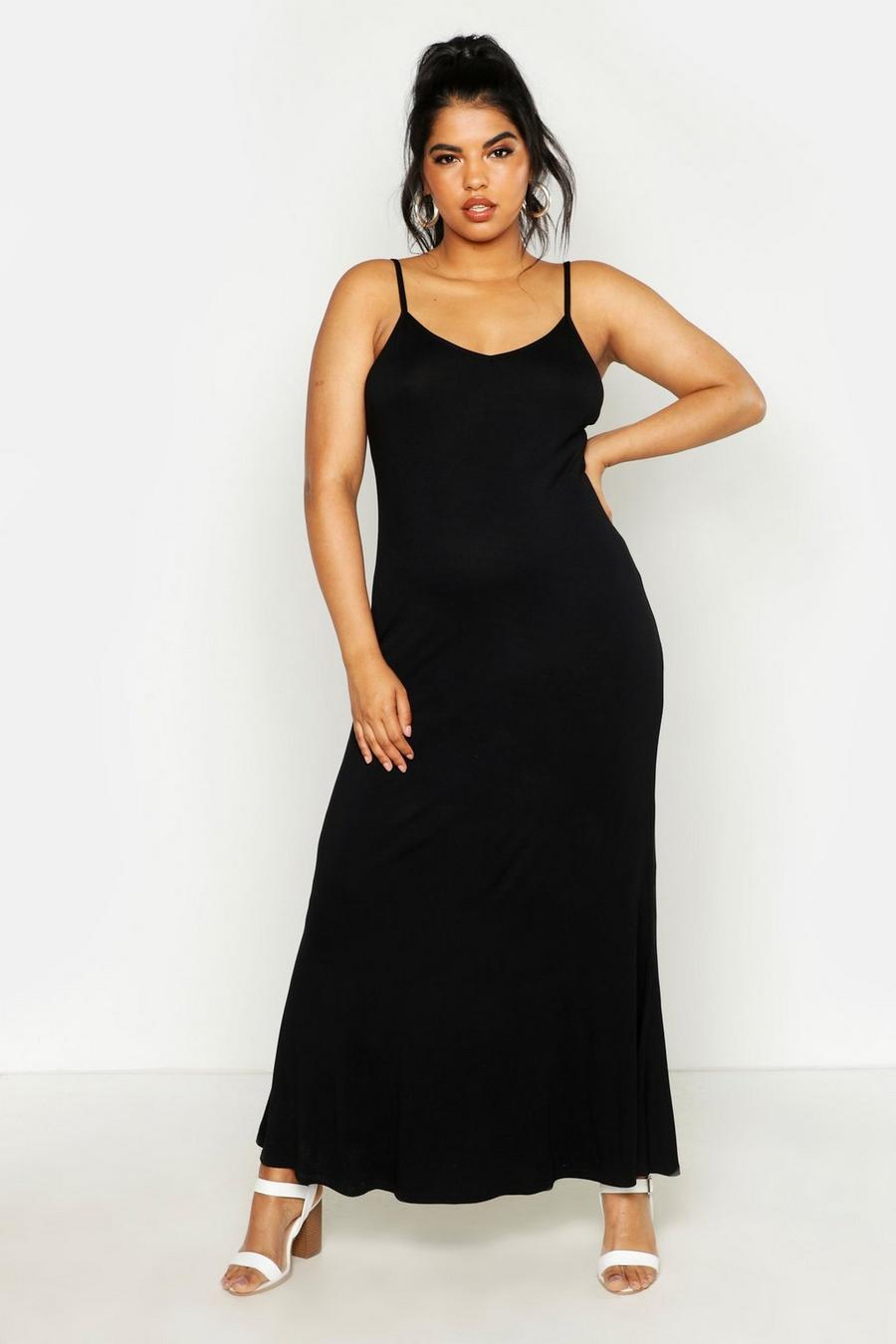 שחור שמלת בייסיק מקסי סווינג מידות גדולות image number 1