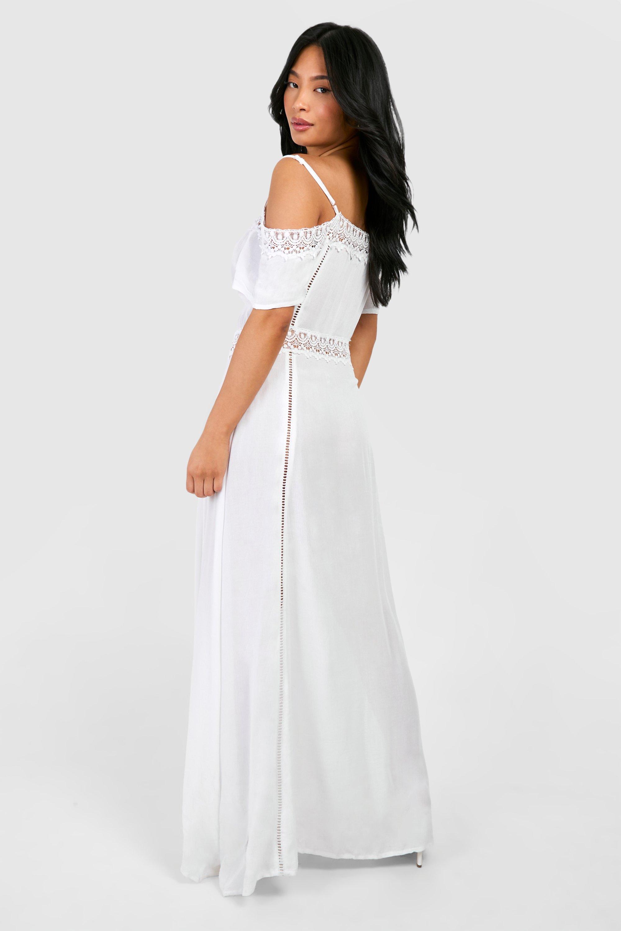 Boohoo white hot sale maxi dress