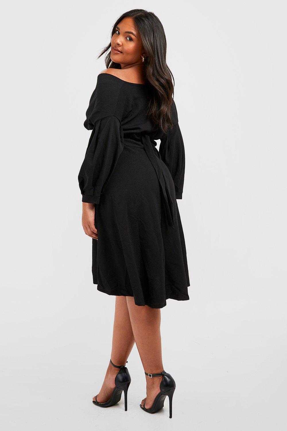 Plus off the outlet shoulder wrap midi dress