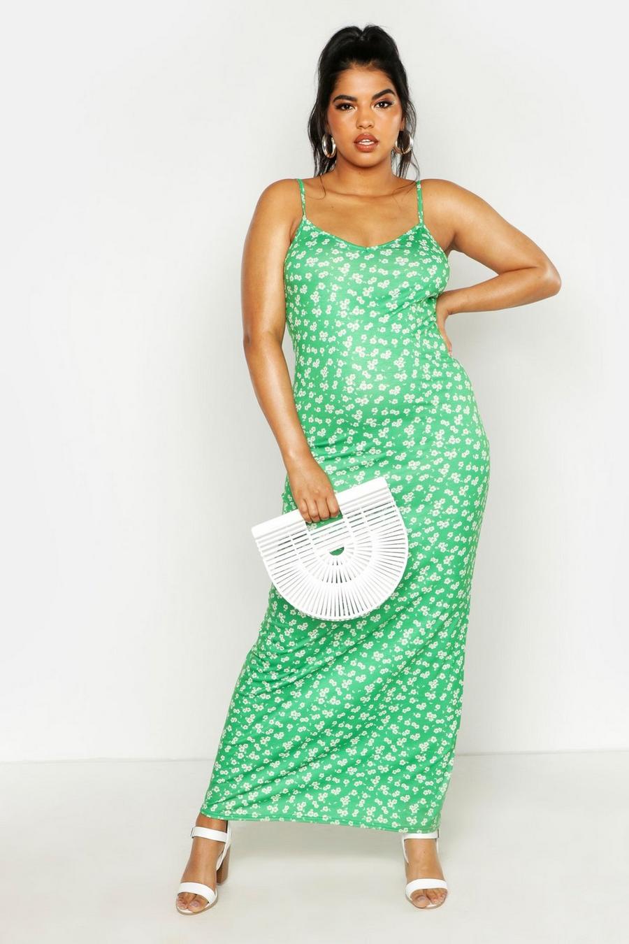 Plus Ditsy Floral Basic Strappy Maxi Dress image number 1
