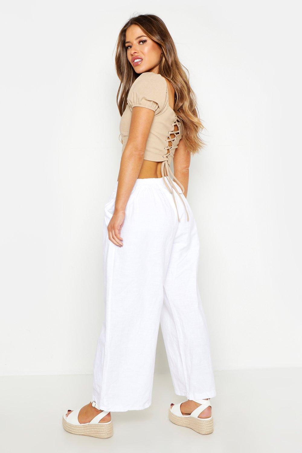 Petite Linen Wide Leg Pants