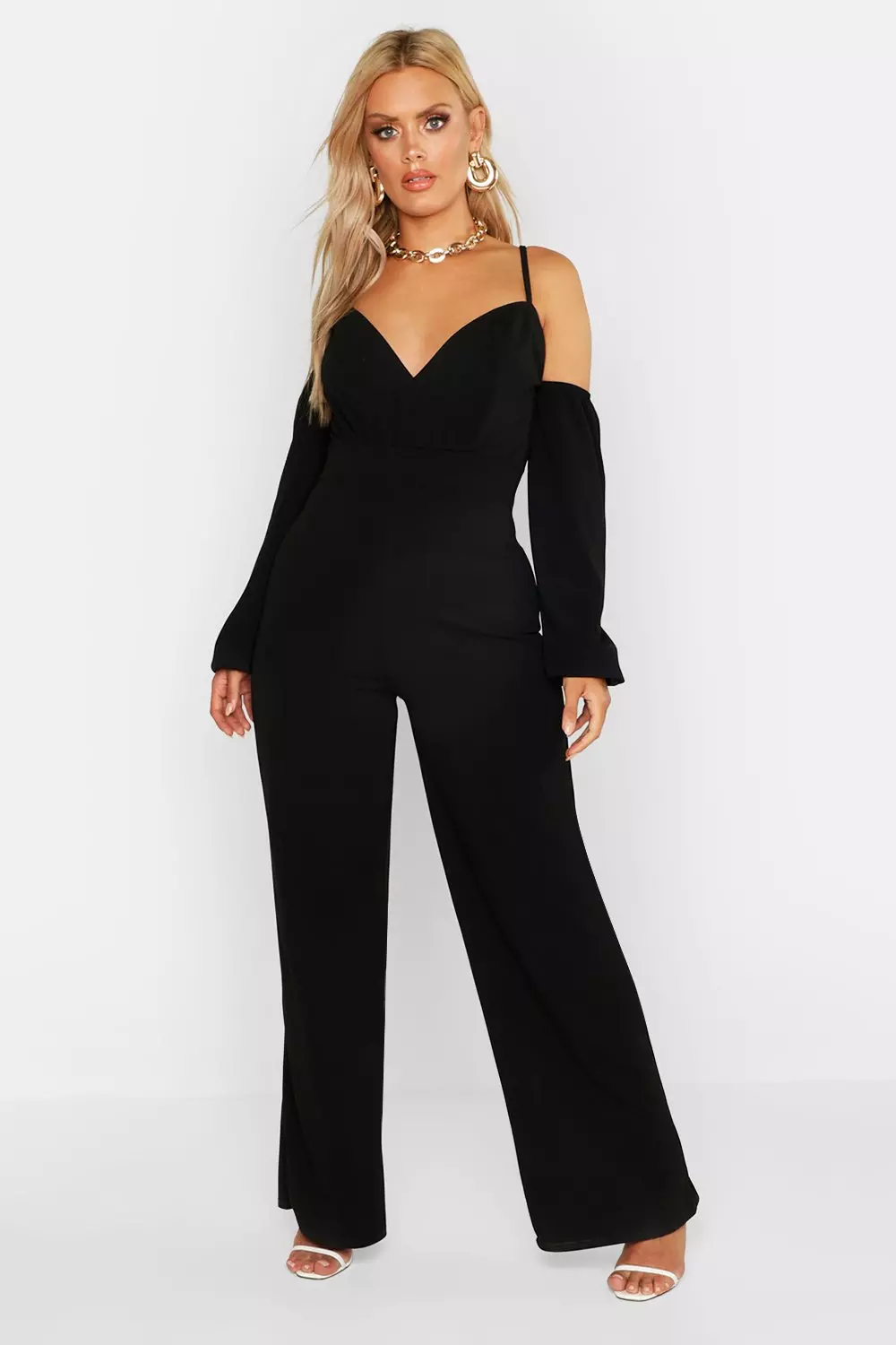 Wide leg off shoulder sales jumpsuit