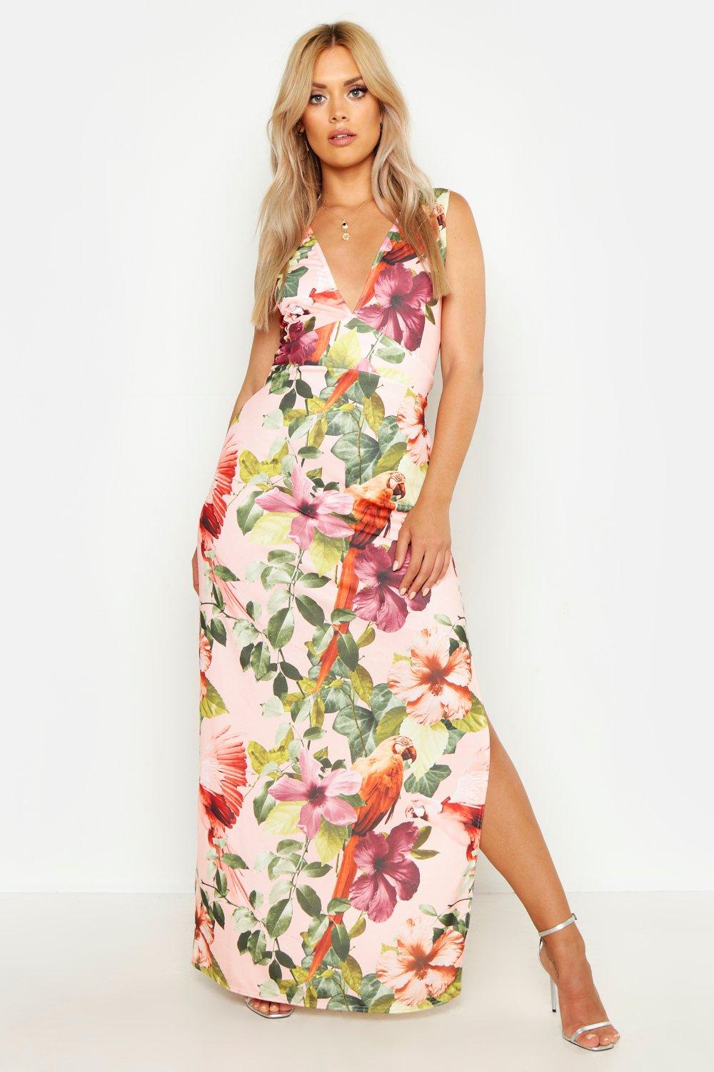 plunge front maxi dress
