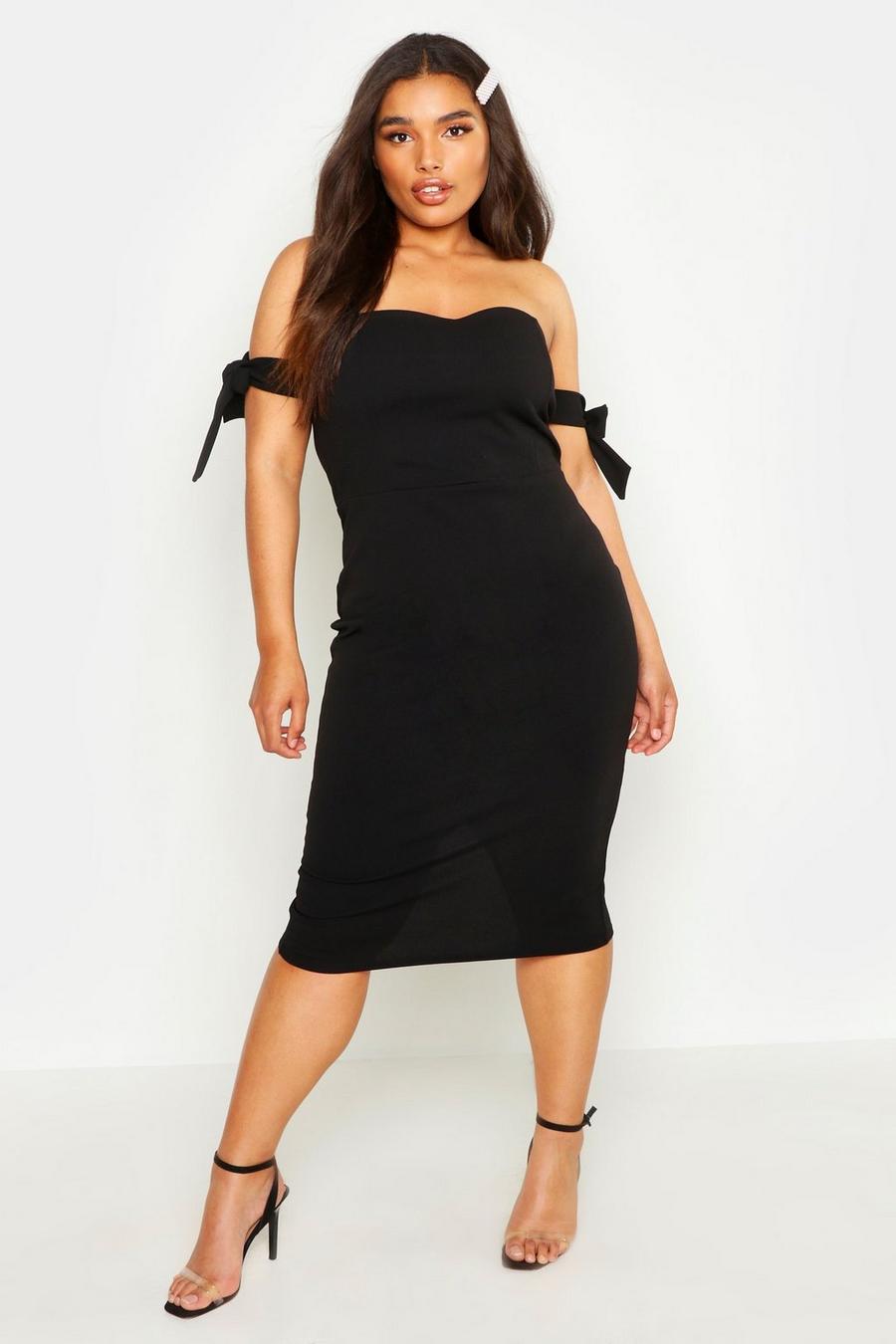 Plus Bardot Tie Sleeve Midi Dress image number 1