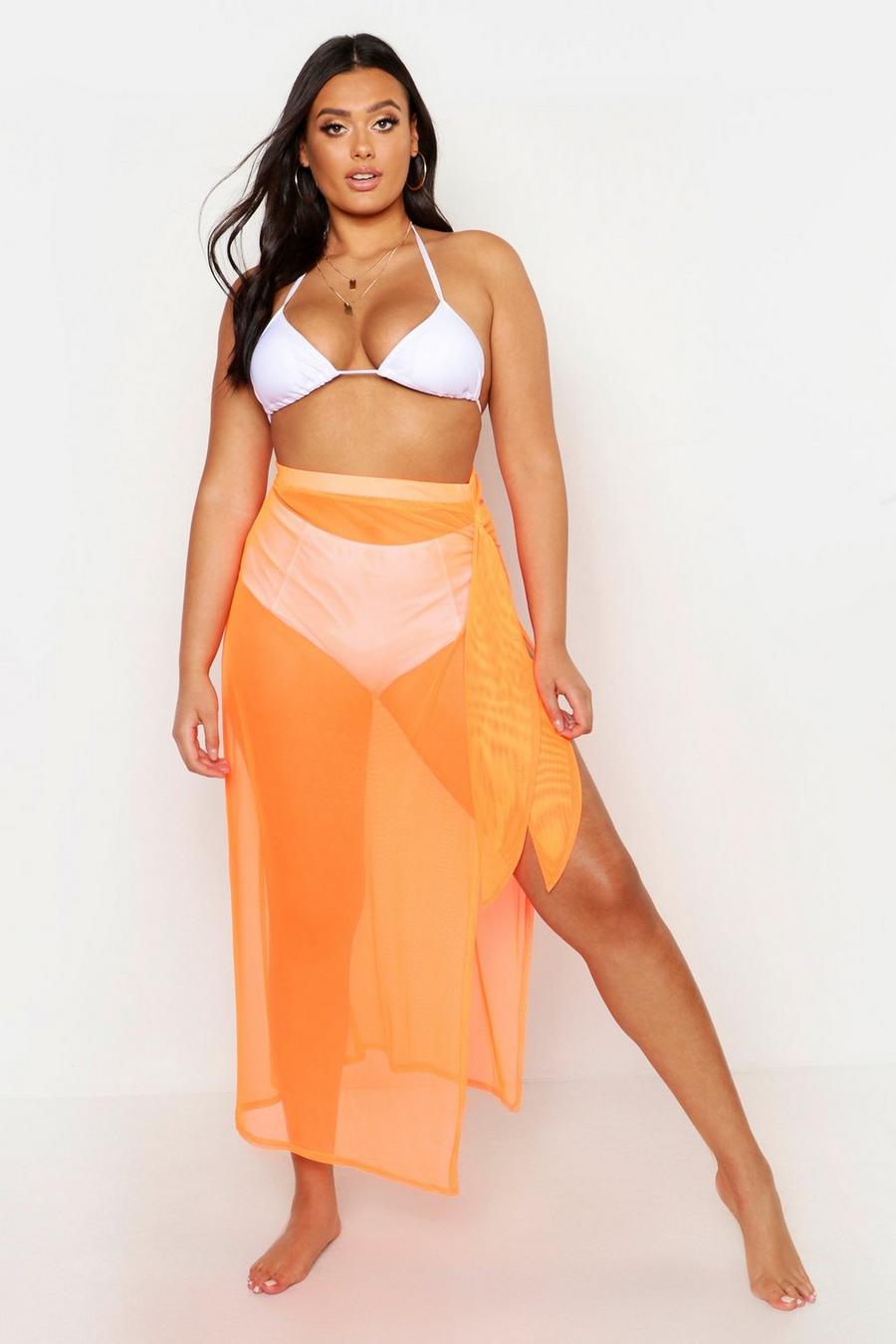 Orange Plus Neon Mesh Beach Skirt image number 1