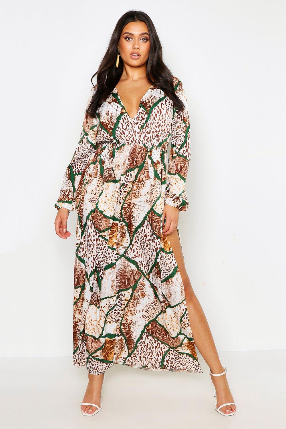animal print split dress