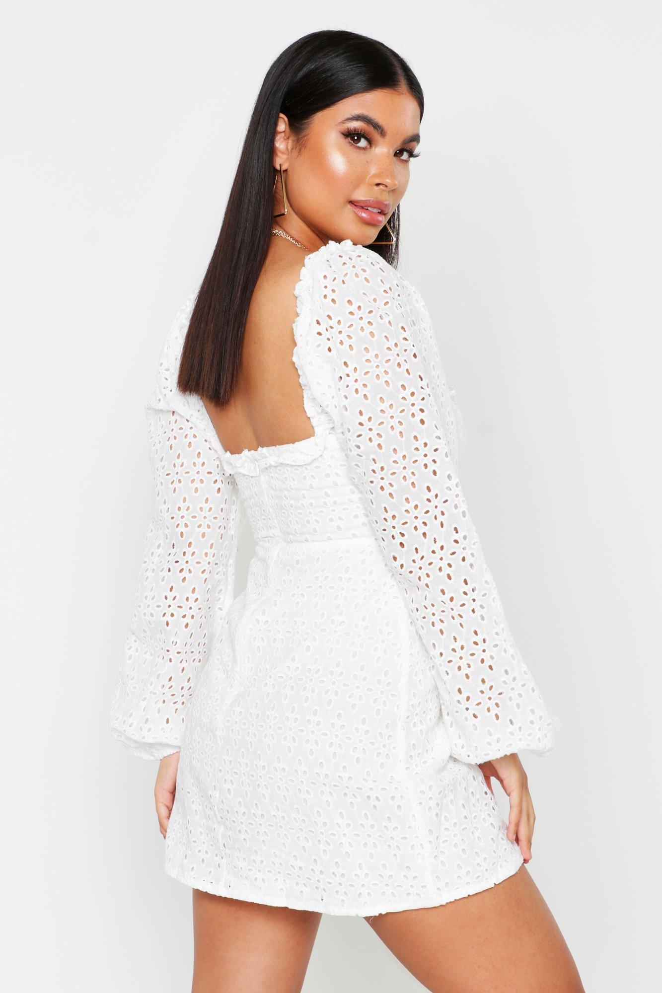 broderie anglaise dress boohoo