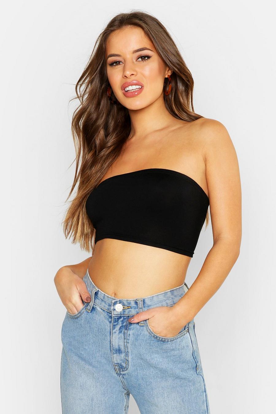 Zwart Petite Basic Jersey Bandeau Top image number 1