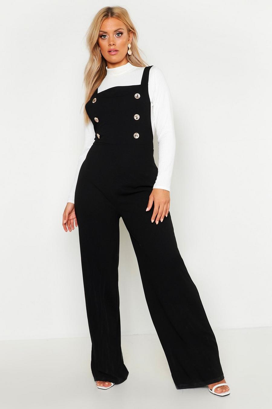 Plus Button Detail Pinafore Tailored Jumpsuit image number 1
