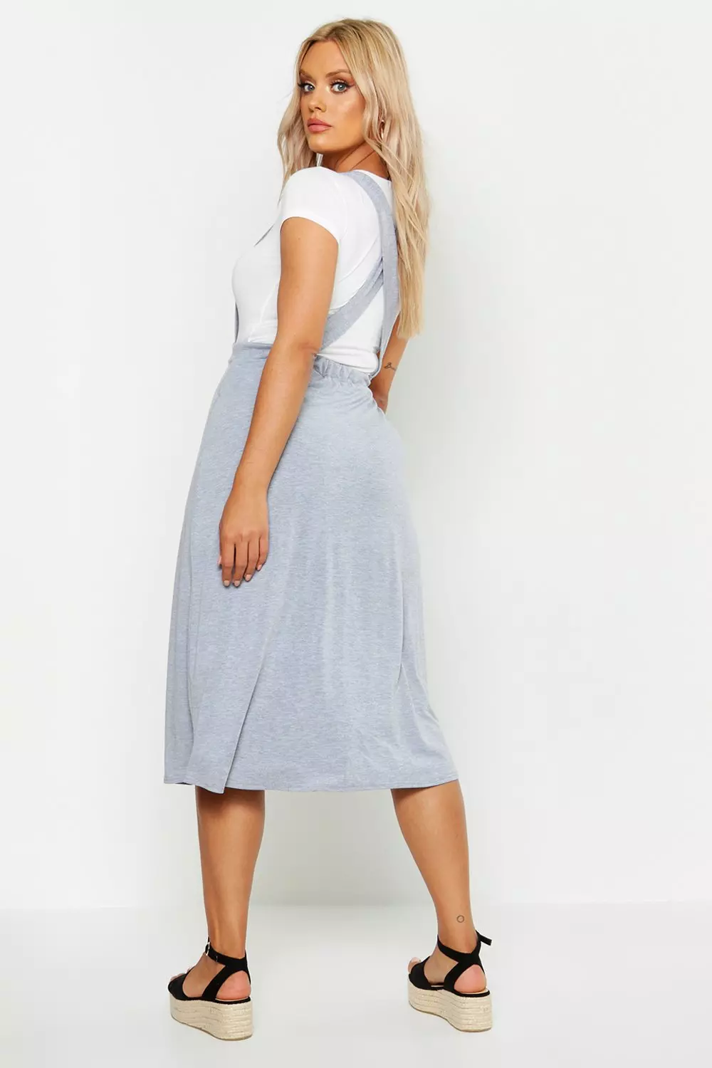 Black Plus Jersey Button Through Midi Pinafore Skirt alternative image