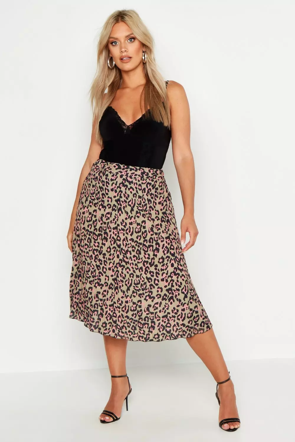 Leopard pleated midi skirt hotsell