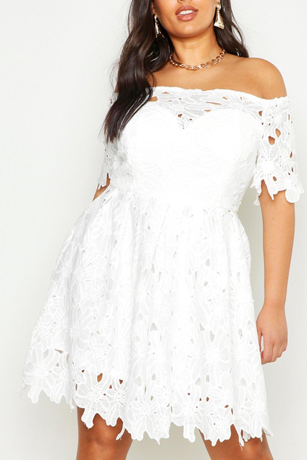 boutique off shoulder lace skater dress