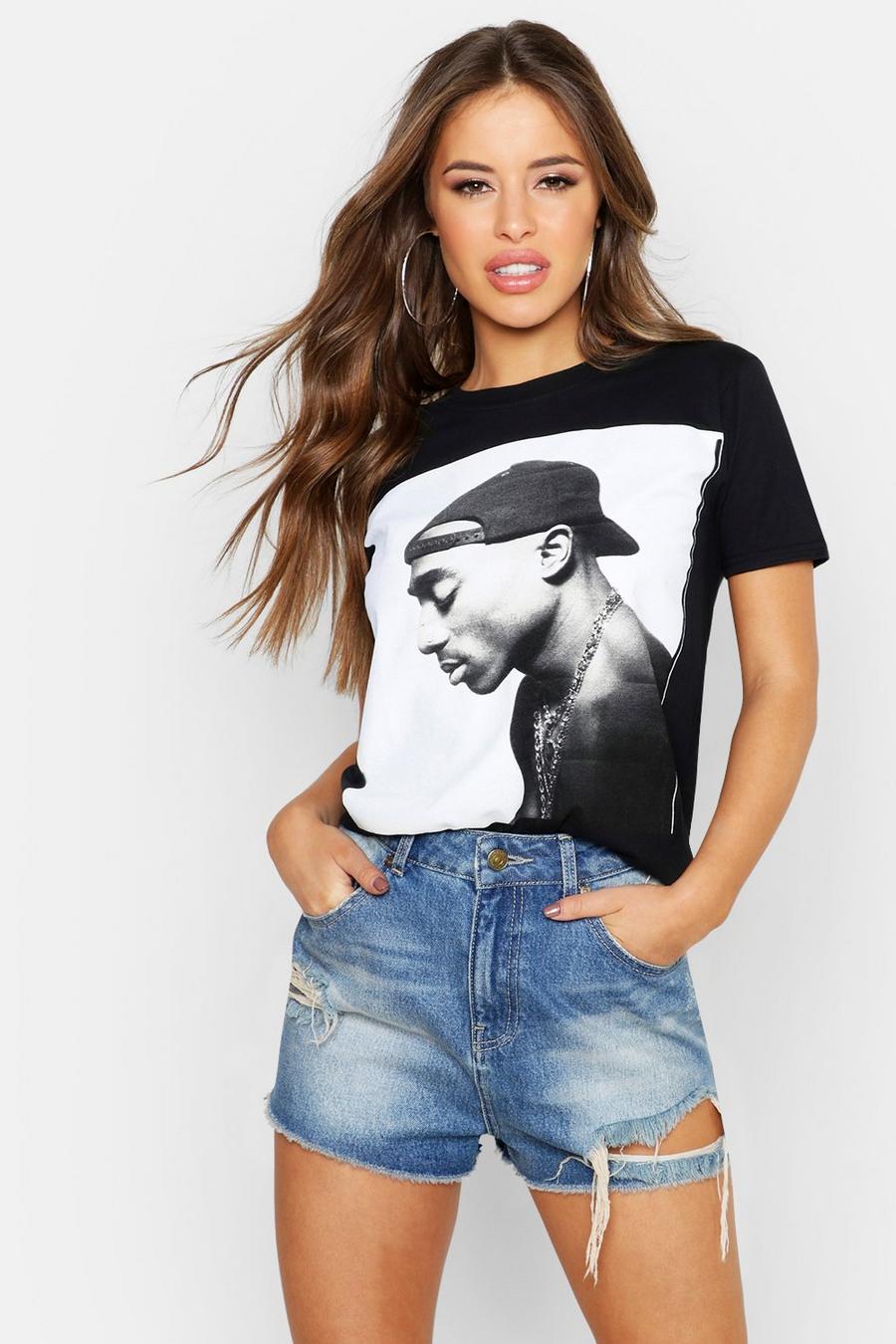 Black Petite - T-shirt med Tupac-motiv image number 1