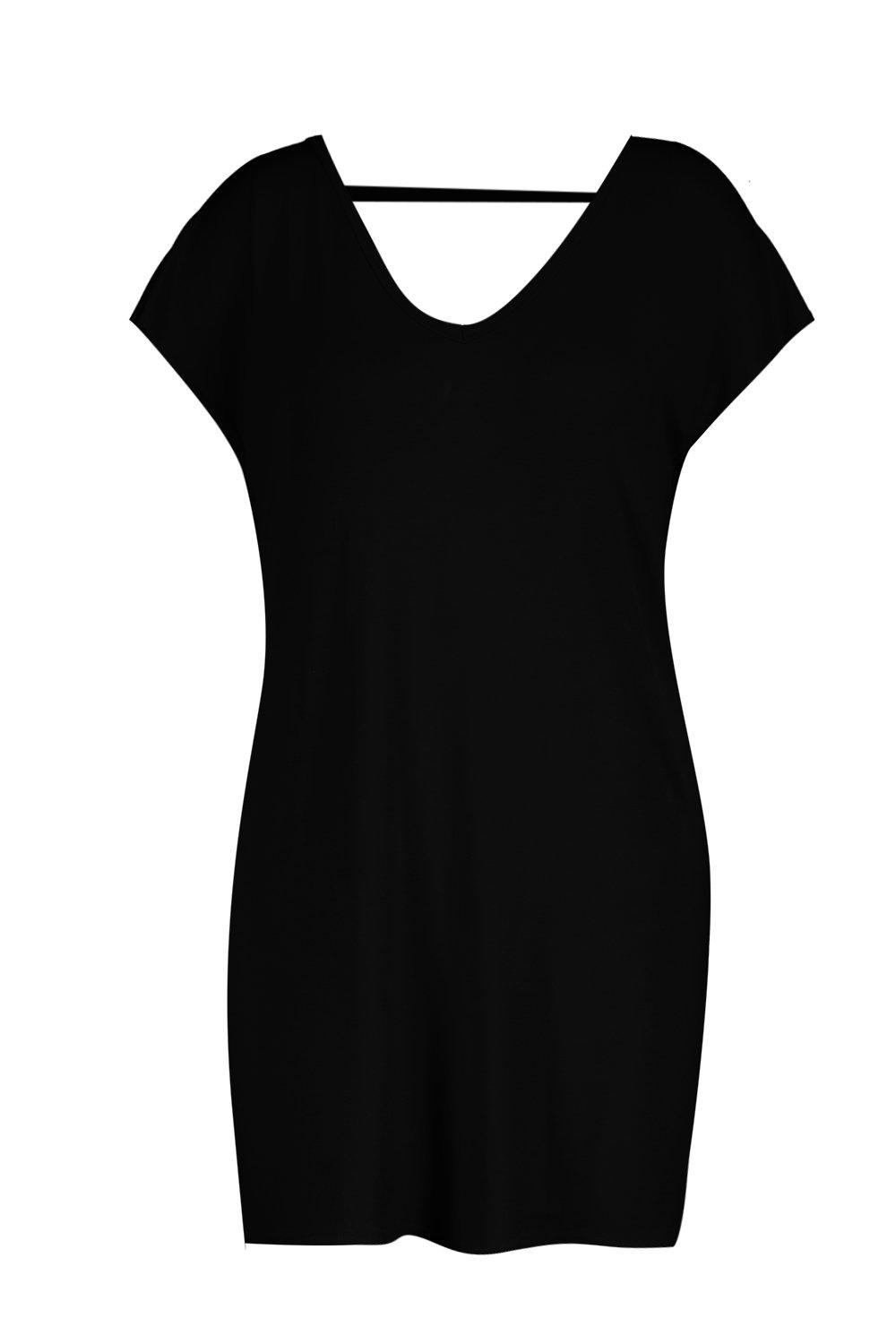 Plus Basic V Neck Key Hole Detail T-Shirt Dress | boohoo