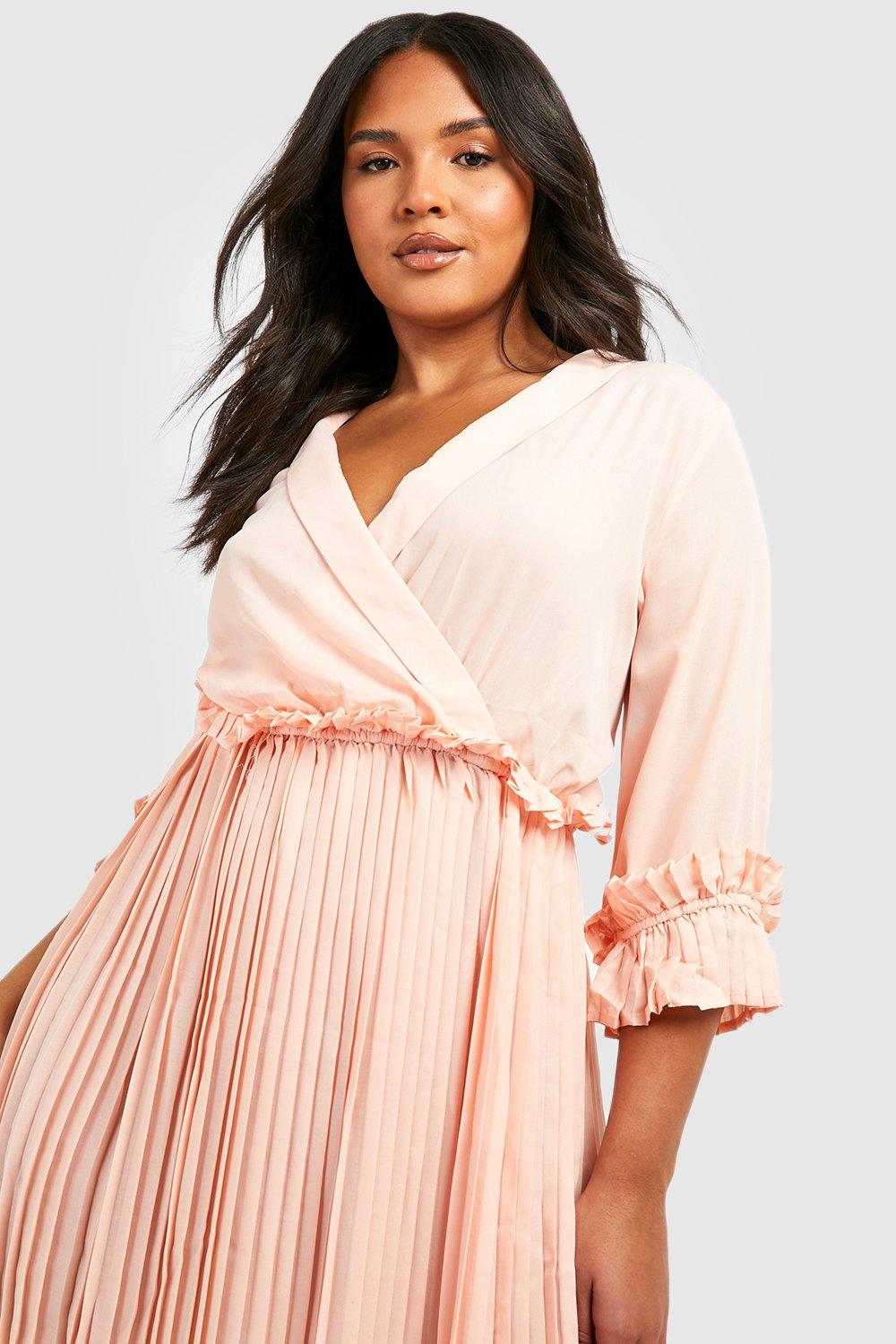 Ruffle pleated 2025 midi dress