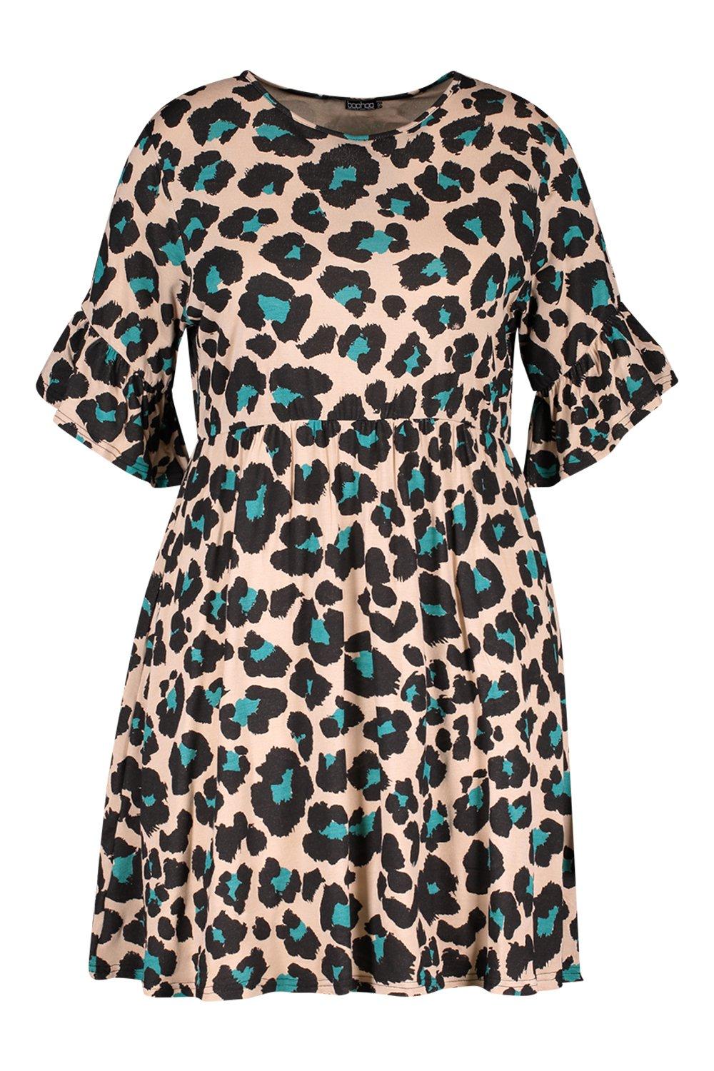 Boohoo plus size leopard print cheap dress