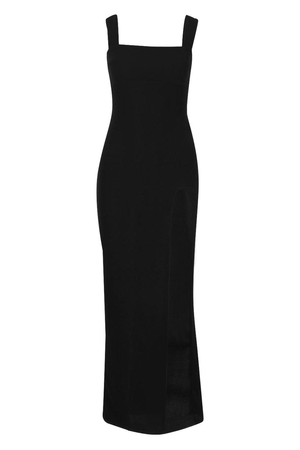 petite square neck split maxi dress